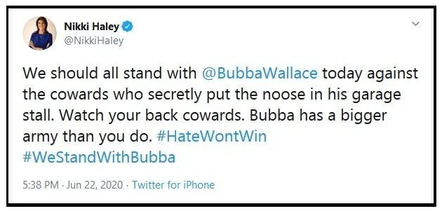 Nikki Haley's Bubba Wallace tweet